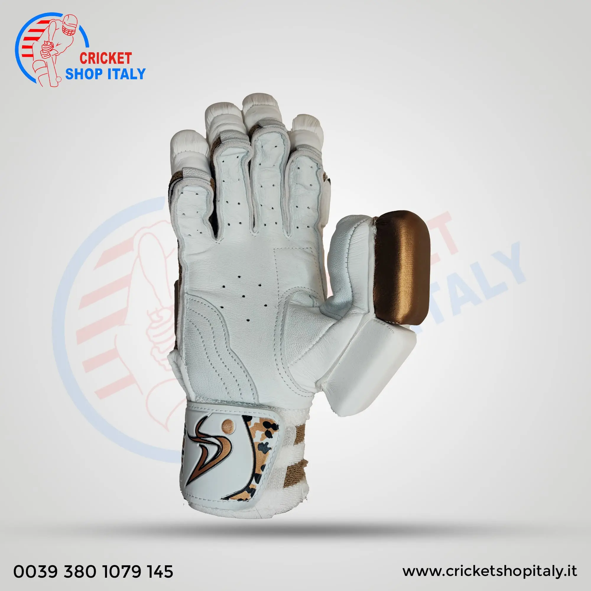 DS D 1.0 White/Gold Batting Gloves Adult - Image 3