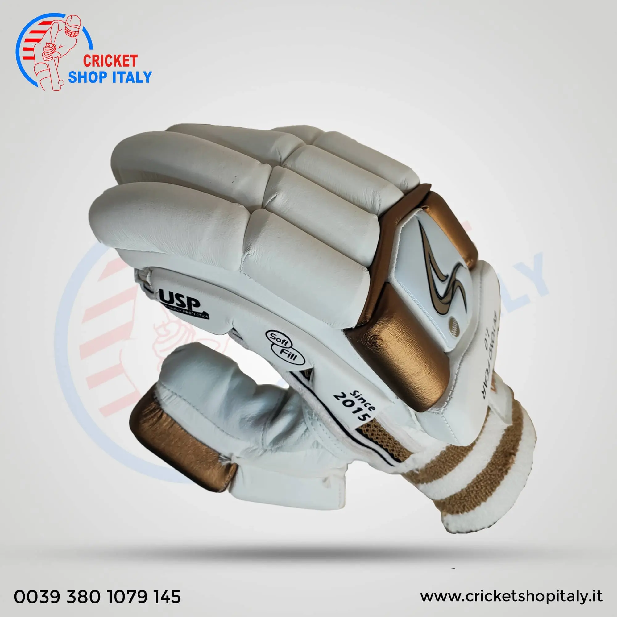 DS D 1.0 White/Gold Batting Gloves Adult - Image 5